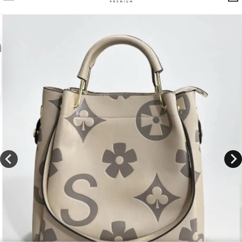 Chic Cream and Gray Tote with Geometric Design